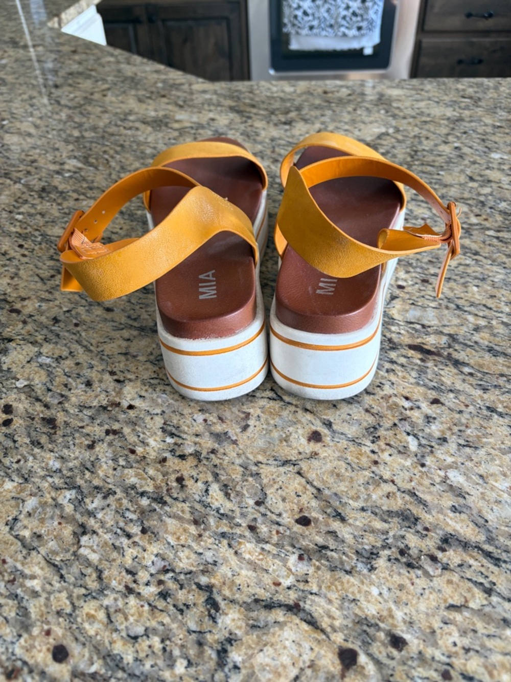 MIA Yellow Strap Platform Sandals with White Sole - Picture 3 of 4